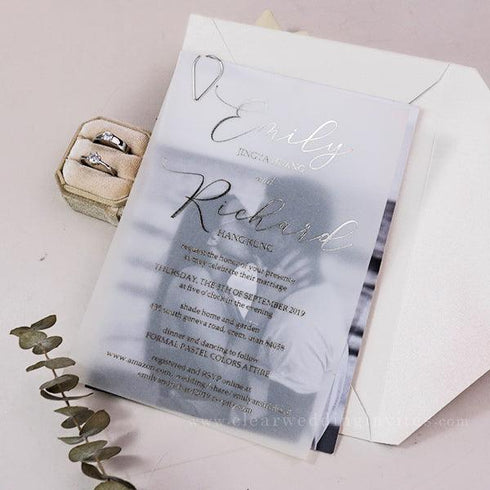 luxury modern custom foil vellum wedding invitation CWIFI01